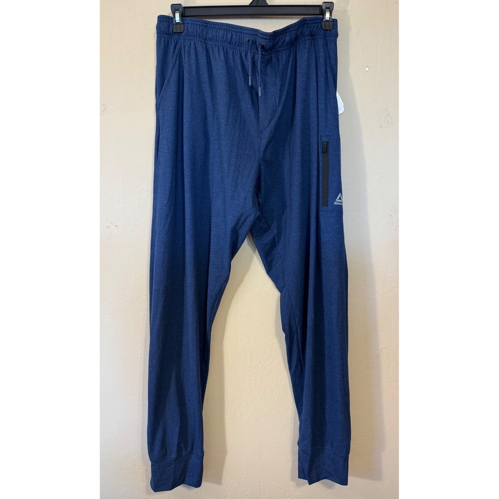 Reebok Jogger Men L Large Blue Legacy Slim RBK-DRY Activewear‎ Pants NEW